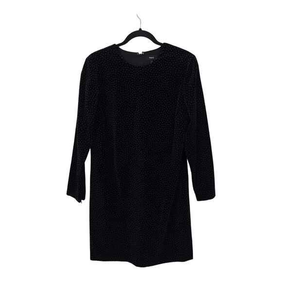 Theory Wynter Dot Long Sleeve Velvet Dress black size 8 - Picture 1 of 7